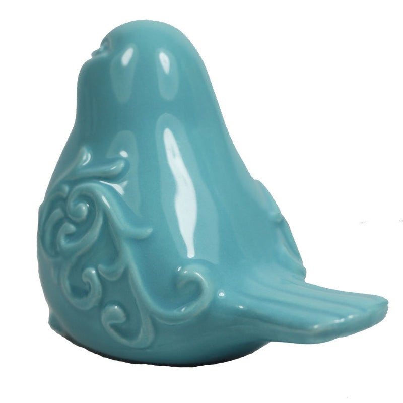 KiaoTime New French Garden Cottage Bird Figurine - Blue Glazed Ceramic Statue, Sculpture for Home, Garden, Wedding Decor (Blue) - Image 4
